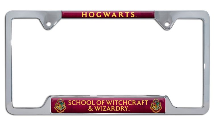 Harry Potter Hogwarts Chrome Open License Plate Frame