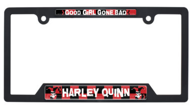 Harley Quinn Black Plastic Open License Plate Frame
