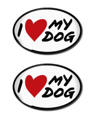 I Love My Dog 3D Decal 2-Pack