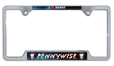 Pennywise Chrome Metal Open Corner License Plate Frame