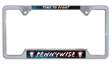 Pennywise IT Movie Shiny Chrome Metal Open Corner License Plate Frame