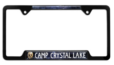Jason Crystal Lake Black Metal Open Corner License Plate Frame