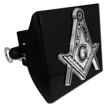 Masonic Detailed Emblem on Black Plastic Hitch Cover image