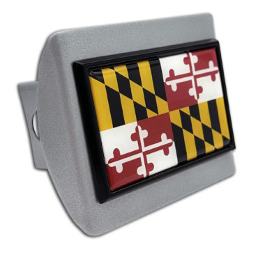 Maryland Flag Brushed Chrome Hitch Cover