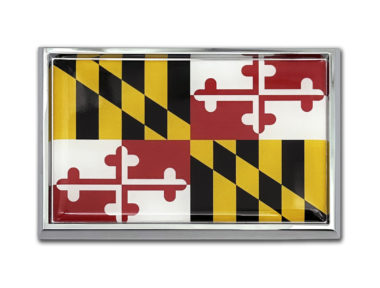 Maryland Flag Chrome Metal Car Emblem