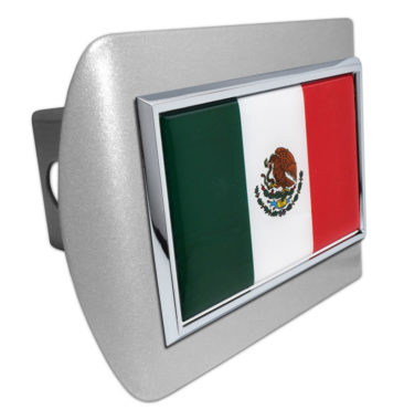 Mexico Flag Brushed Chrome Hitch Cover image