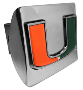 University of Miami Color Chrome Hitch Cover