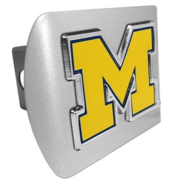 University of Michigan Yellow Brushed Metal Hitch Cover