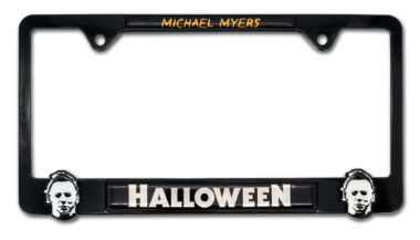 3D Halloween Michael Myers Black Metal License Plate Frame image