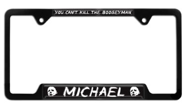 Michael Black Metal Open Corners License Plate Frame