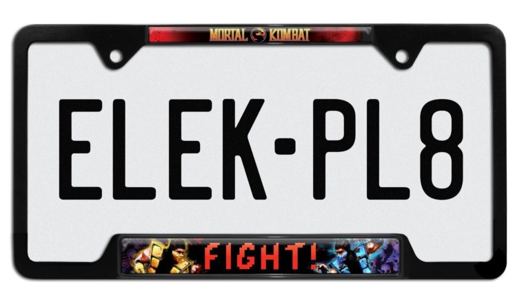 Mortal Kombat Fight Black Open License Plate Frame