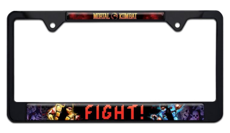 Mortal Kombat Fight Black Standard License Plate Frame