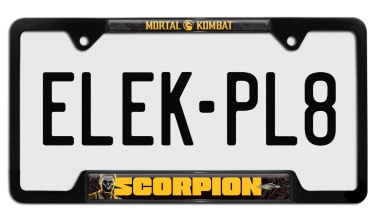 Mortal Kombat Scorpion Black Open License Plate Frame