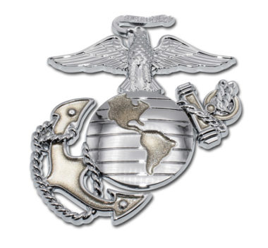 Marines Premium Anchor Chrome Emblem with Gold Accent