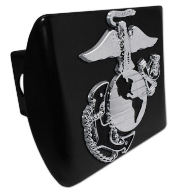 Marines Premium Emblem with Black Accent on Black Metal Hitch Cover