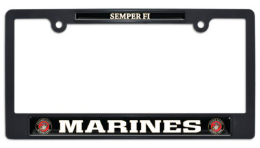 Full-Color Marines Semper Fi Black Plastic License Plate Frame image