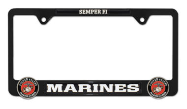 Marines 3D Black Metal License Plate Frame image