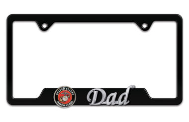 Marines Dad 3D Black Metal License Plate Frame image