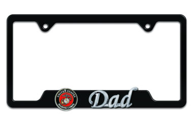 Marines Dad 3D Black Metal License Plate Frame image