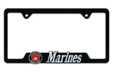 Marines 3D Black Metal Cutout License Plate Frame image