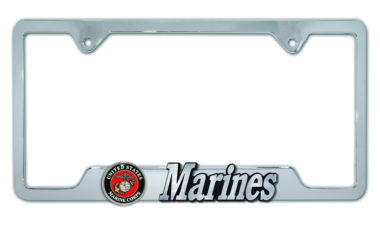 Marines 3D Chrome Metal Cutout License Plate Frame image