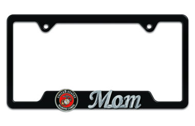 Marines Mom 3D Black Metal License Plate Frame