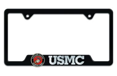 Marines USMC 3D Black Metal License Plate Frame image