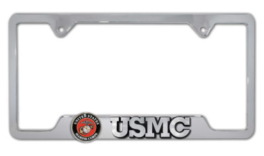 Marines USMC 3D Chrome Metal License Plate Frame image