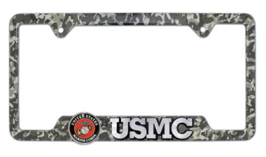 Marines USMC 3D Camo Metal License Plate Frame image