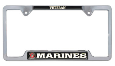 Full-Color Marines Veteran Open License Plate Frame image