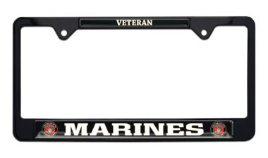 Full-Color Marines Veteran Black License Plate Frame image