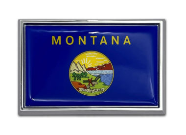 Montana Flag Chrome Metal Car Emblem image