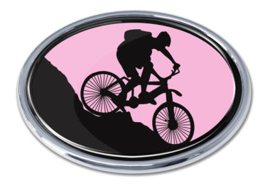 Mountain Biking Pink Chrome Emblem