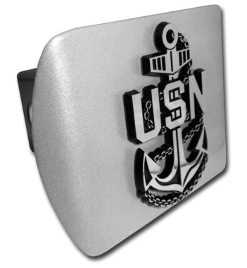 Navy Anchor Emblem on Brushed Hitch Cover