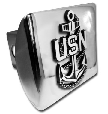 Navy Anchor Emblem on Chrome Hitch Cover