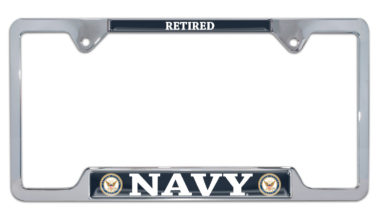 Full-Color Navy Retired Open License Plate Frame image