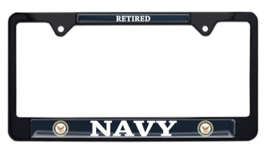 Full-Color Navy Retired Color Black License Plate Frame image