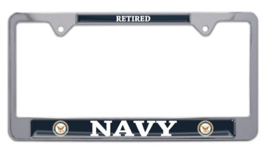 Full-Color Navy Retired License Plate Frame image
