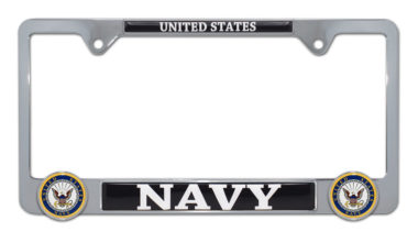 Navy 3D Chrome Metal License Plate Frame image
