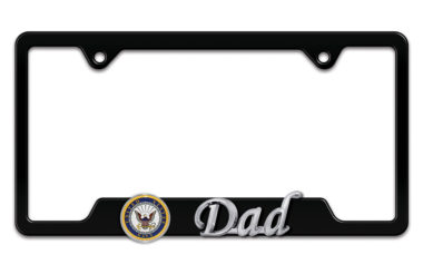 Navy Dad 3D Black Metal License Plate Frame