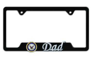 Navy Dad 3D Black Metal License Plate Frame