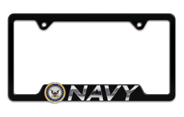 Navy 3D Black Metal Cutout License Plate Frame image