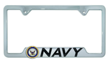 Navy 3D Chrome Metal Cutout License Plate Frame image