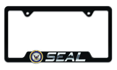 Navy Seal 3D Black Metal Cutout License Plate Frame