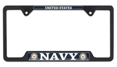 Full-Color US Navy Black Open License Plate Frame image