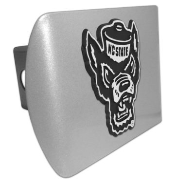 North Carolina State Wolfie Brushed Chrome Hitch Cover image