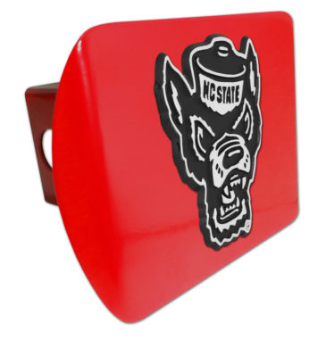 North Carolina State Wolfie Red Metal Hitch Cover image