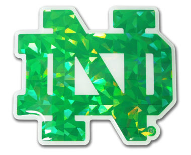Notre Dame Green Outline 3D Reflective Decal