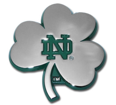 Notre Dame Shamrock Green Chrome Emblem