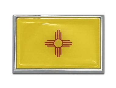 New Mexico Flag Chrome Metal Car Emblem image